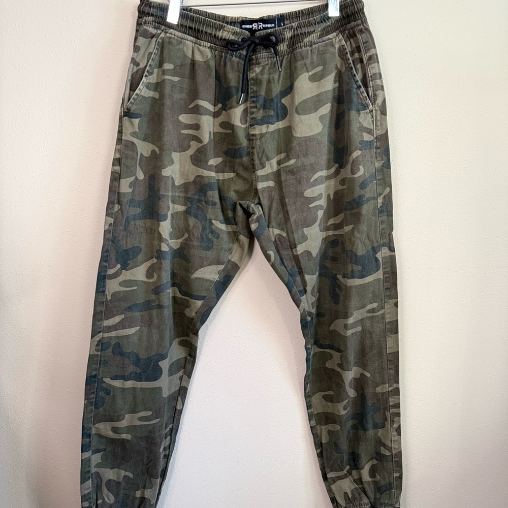 Camo Jogger Pants Women’s Large Green Military Print Drawstring Joggers - Picture 5 of 11